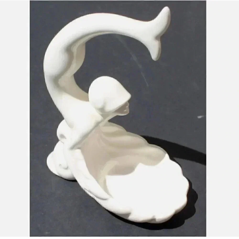 Vtg White Fitz and Floyd Arto Deco Flapper Girl Trinket Soap Dish Stamped Japan
